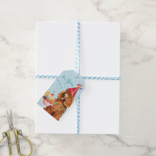 Étiquettes-cadeau Caniche d'anniversaire doux (Avec de laficelle)