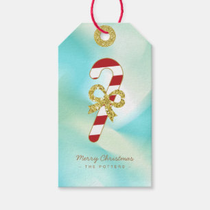 Étiquettes-cadeau Canne à sucre Pastel Green Gradient & Gold