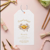 Étiquettes-cadeau capuchon de graduation Merci doré à main