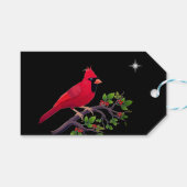 Étiquettes-cadeau Cardinal sur les Fêtes Noires et Rouges (Devant (Horizontal))