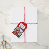 Étiquettes-cadeau Cardinaux Noël Birdfeeder Rouge (Avec de la ficelle)