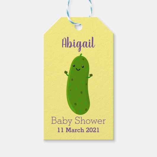 Étiquettes-cadeau Caricature de cornichon joyeux (Devant)