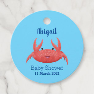 Étiquettes Cadeau Caricature de crabe rouge cuite