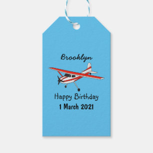Étiquettes-cadeau Caricature de l'avion à train de vélo