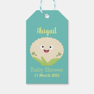 Étiquettes-cadeau Caricature de légume-chou-fleur joyeux