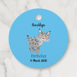 Étiquettes Cadeau Caricature de lynx de lynx de lynx