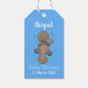 Étiquettes-cadeau Caricature de platypus bébé très heureuse