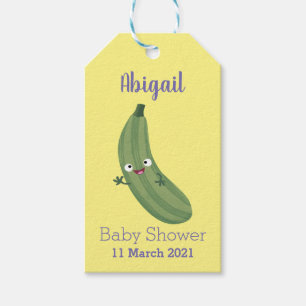 Étiquettes-cadeau Caricature joyeux de courgettes mignonnes