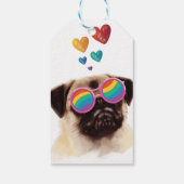 Étiquettes-cadeau Carlin Chien avec Coeurs Saint-Valentin (Dos)