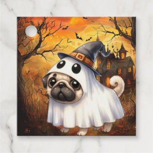 Étiquettes Cadeau Carlin Cute Ghostile Halloween