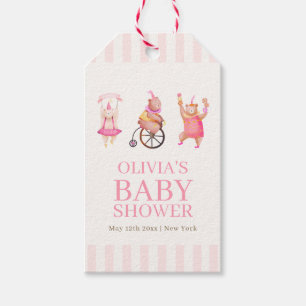 Étiquettes-cadeau Carnaval de cirque rose mignon Teddy Bear Baby sho