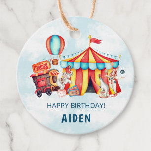 Étiquettes Cadeau Carnival Cirque Big Top Blue Anniversaire