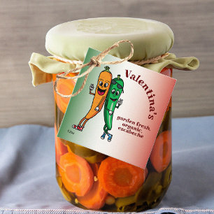 Étiquettes Cadeau Carottes et poivrons Cartoon Escabéche Pickle