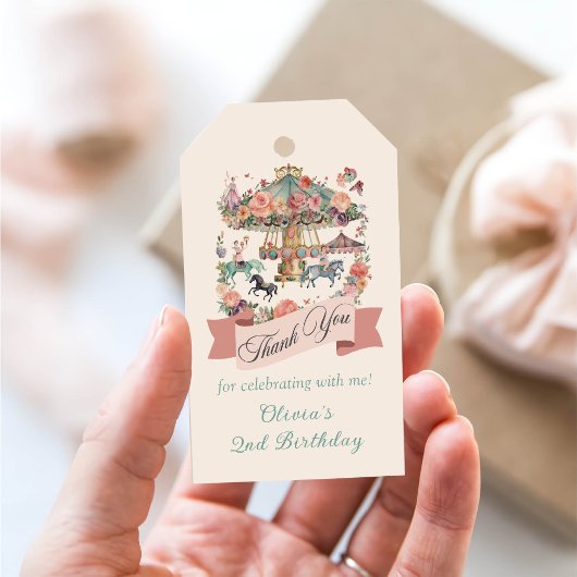 Étiquettes-cadeau Carousel Cheval Carnival Anniversaire Merci