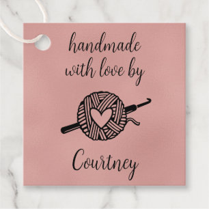 Étiquettes Cadeau Carré au crochet fait à la main avec amour