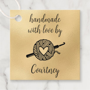 Étiquettes Cadeau Carré au crochet fait à la main avec amour