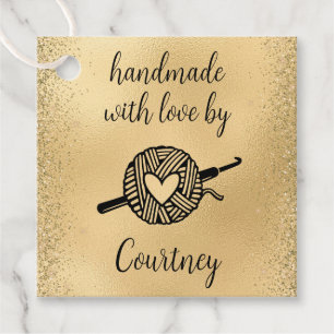 Étiquettes Cadeau Carré au crochet fait à la main avec amour