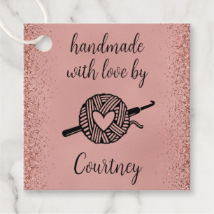 Étiquettes Cadeau Carré au crochet fait à la main avec amour