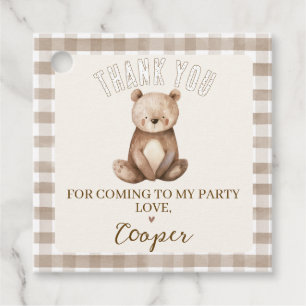 Étiquettes Cadeau Carré Brown Notre Petite Ours Anniversaire Favoris
