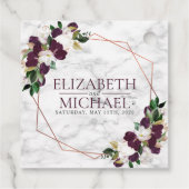 Étiquettes Cadeau Carré Burgundy Cuivre Mariage de marbre géométriqu (Dos)