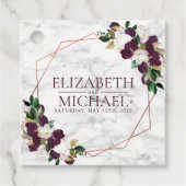 Étiquettes Cadeau Carré Burgundy Cuivre Mariage de marbre géométriqu (Devant)