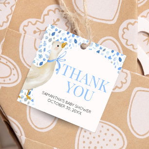 Étiquettes Cadeau Carré de Baby shower Blue Little Silly Goose