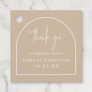 Étiquettes Cadeau Carré de Christening minimaliste d'Arche moderne b