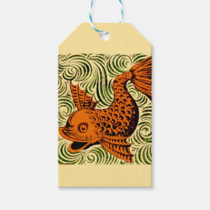 Étiquettes-cadeau Carreau Antique Poisson Art Ancien Art De Morgan