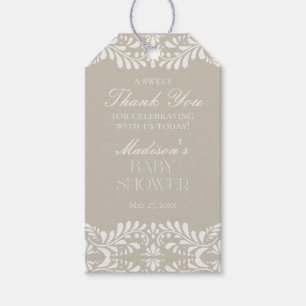 Étiquettes-cadeau Carreau Talavera beige Faveur pour Baby Shower Fie