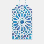 Étiquettes-cadeau Carreaux bleu aquarelle (Dos)