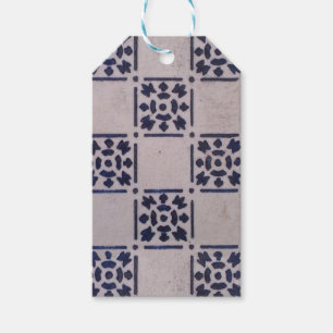 Étiquettes-cadeau Carreaux de Delft Antiques Bleus : Motif d'Art Cla