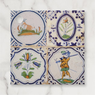 Étiquettes Cadeau Carreaux de Delft hollandais vintage 17e siècle ar