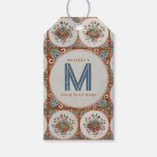 Étiquettes-cadeau Carreaux vintages en terre cuite Monogram