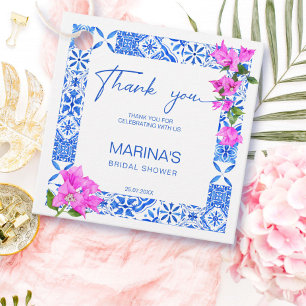 Étiquettes Cadeau Carrelage bleu Bougainvillea élégante douche nupti