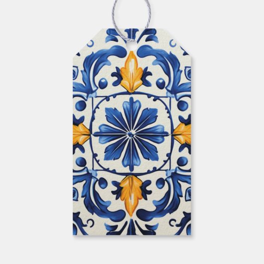 Étiquettes-cadeau Carrelage bleu italien Cutie Orange Citrus Baby sh (Dos)