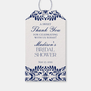 Étiquettes-cadeau Carrelage bleu Talavera Fiesta Fête des mariées Fa