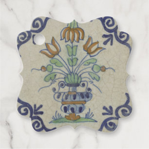 Étiquettes Cadeau Carrelage Delft Antique Pot de Fleur Céramique