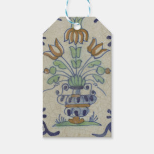 Étiquettes-cadeau Carrelage Delft Antique Pot de Fleur Céramique