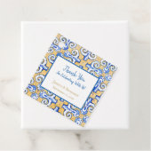 Étiquettes Cadeau Carrelage espagnol customisé Azulejo Bleu, Jaune, (En situation)