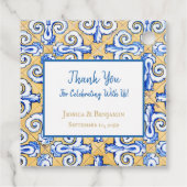 Étiquettes Cadeau Carrelage espagnol customisé Azulejo Bleu, Jaune, (Dos)