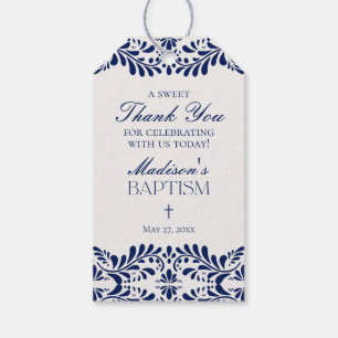 Étiquettes-cadeau Carrelage Talavera bleu Espagne Fiesta Baptême Fav