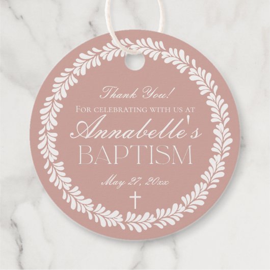 Étiquettes Cadeau Carrelage Talavera rose Espagne Fiesta Cercle Bapt (Dos)