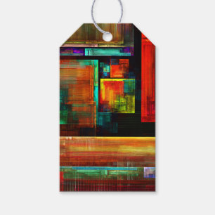 Étiquettes-cadeau Carrés colorés Motif d'art Abstrait moderne #04