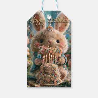 Étiquettes-cadeau Carte d'anniversaire magique avec un lapin