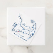 Étiquettes Cadeau Carte de Cape Cod Marine Mariage bleu (En situation)