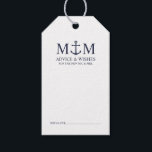 Étiquettes-cadeau Carte de conseil des Mariages d'Ancre bleu marine<br><div class="desc">Ajoutez une touche élégante à votre mariage nautique grâce à cette carte de conseil et de souhaits de mariage bleu marine classique. Conçu avec une illustration d'ancrage bleu marine, il présente un monogramme personnalisé de mariée et de mariée, texte personnalisé dans une police serif bleu marine sur un arrière -...</div>