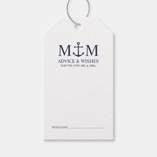 Étiquettes-cadeau Carte de conseil des Mariages d'Ancre bleu marine (Devant)