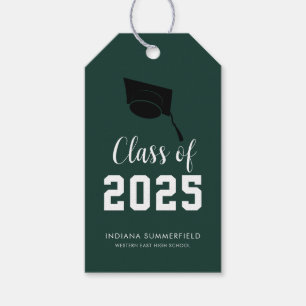 Étiquettes-cadeau Carte de fin d'études moderne 2026 écriture verte