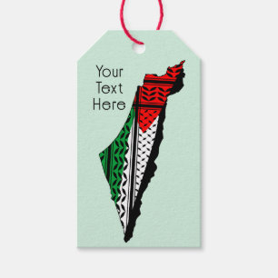 Étiquettes-cadeau Carte de Palestine avec drapeau et Motif Keffiyeg