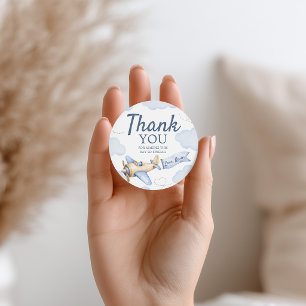 Étiquettes Cadeau Carte de remerciement à l'aquarelle d'aviateur vin